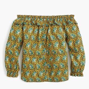 NEW J.Crew Elephant Print Off- Shoulder Blouse, Top